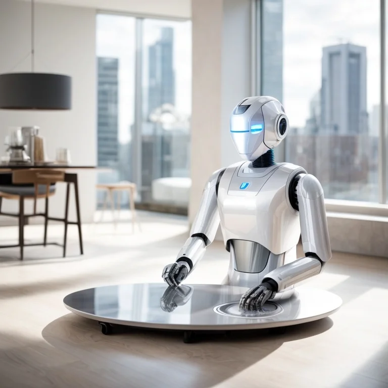 KI-Heimroboter in einer modernen Wohnumgebung